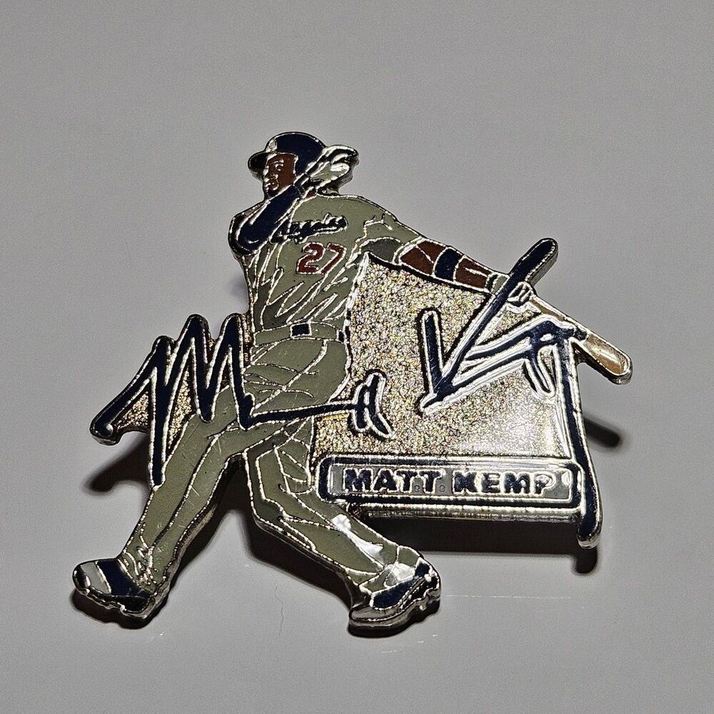 Los Angeles Dodgers Silver Tone Matt Kemp Pin Signature Action MLB 2012